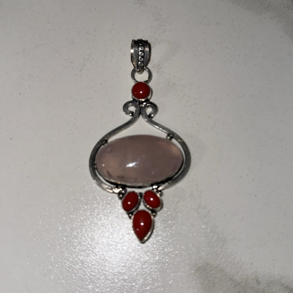 Genuine Gemstone Pendant stamped 925 sterling silver.